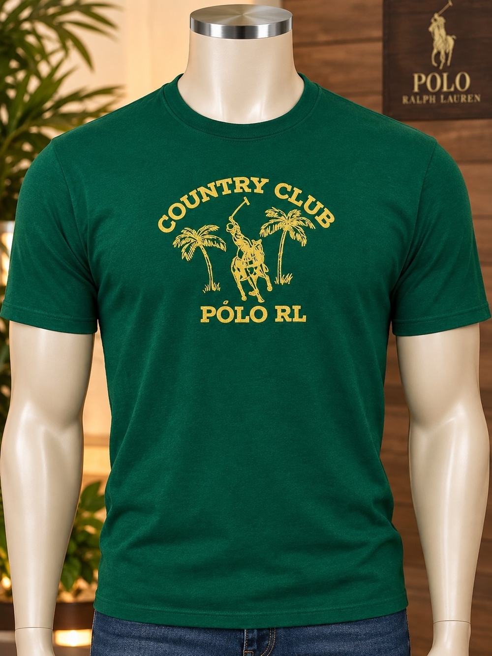 Polo by Ralph Lauren Green Tee with Yellow Country Club Graphic